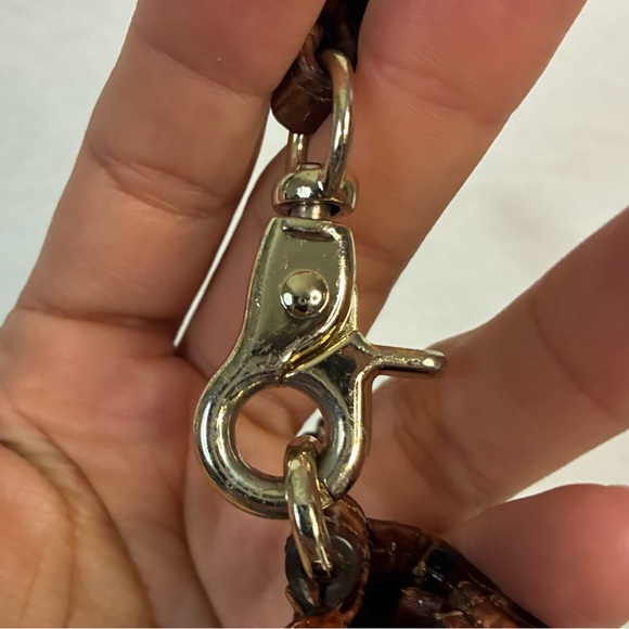 BRAHMIN DEBRA PECAN MELBOURNE GENUINE LEATHER CROC EMBOSSED WRISTLET WALLET - Picture 11 of 16